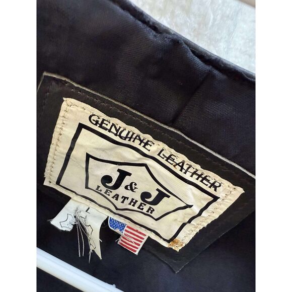 New J & J Daytona Beach Florida Black womens Large Leather VEST - Picture 4 of 5